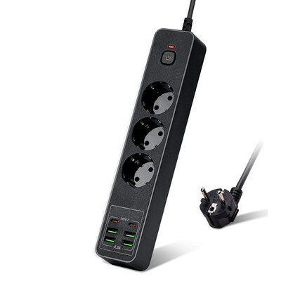 PUJIMAX EU utikač Razvodnik s USB priključcima Produžni kabel Utičnica Mrežni filtar Okrugla igla AC Utičnica 3000 W Električno punjenje Ada