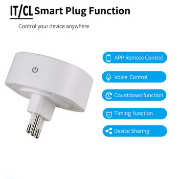 Έξυπνο βύσμα Wifi 16A Italy Chile Socket Power με χρονοδιακόπτη Φορτιστής USB Tuya SmartLife APP Φωνητικός έλεγχος Λειτουργεί για το Google Home Alexa