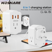 KOSHARE Dienvidāfrikas spraudņa adapteris, strāvas adapteris ar 3 maiņstrāvas kontaktligzdām 3 USB porti, ceļojumu adapteris no ASV uz Dienvidāfriku, Botsvānu