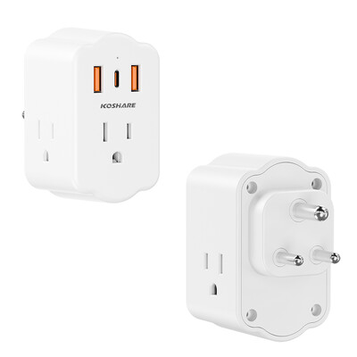 KOSHARE Dienvidāfrikas spraudņa adapteris, strāvas adapteris ar 3 maiņstrāvas kontaktligzdām 3 USB porti, ceļojumu adapteris no ASV uz Dienvidāfriku, Botsvānu