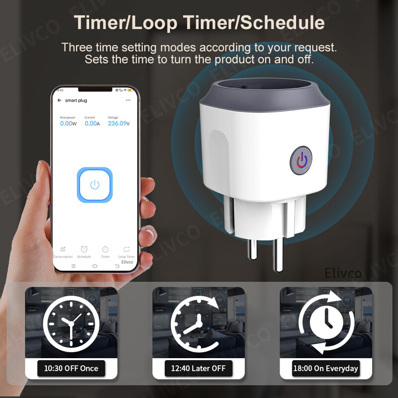 eWelink WiFi viedais spraudnis 16A/20A ES viedligzda ar barošanas monitoru laika noteikšanas atbalsts Alexa Google Home Yandex Alice SmartThings
