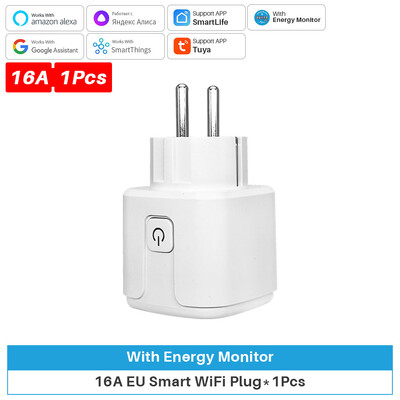 16A/20A Tuya Smart Socket EU Wifi Smart Plug Strāvas kontaktligzda ar strāvas monitoru Darbojas ar Alice Alexa Google Home SmartThings