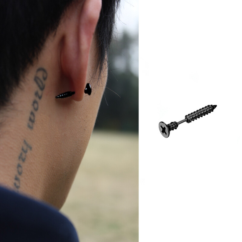Naušnice s vijcima od čelika za cijelo tijelo, prekogranična vruća prodaja, jednostavna i personalizirana muška i ženska kopča za ušnu kost, naušnice s čeličnom kopčom od titana, nakit