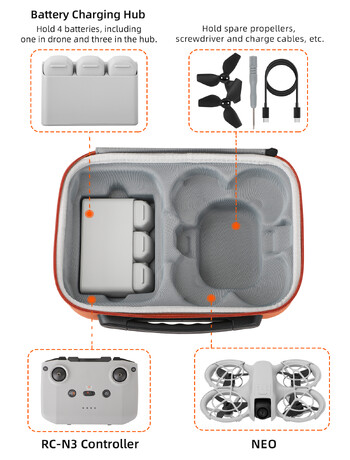 Για DJI Neo Storage Bag Protective Sleeve Αδιάβροχη θήκη για τηλεχειριστήριο DJI RC N3 Θήκη φορητού κουτιού μεταφοράς