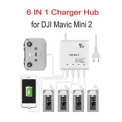 6 в 1 зарядно устройство за DJI mini 4k Mini 2/SE Drone Battery Charging Hub Бързо интелигентно зарядно устройство с USB порт