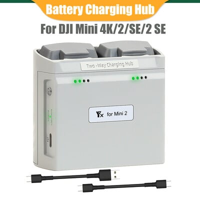 Akumulatora lādētāja centrmezgls DJI Mini 4K/Mini 2 SE/Mini 2/Mini SE Drone Dual Battery Charger Hub Ātrās uzlādes adaptera piederumi