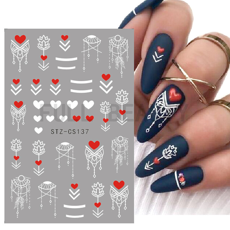 2022. Novoizdane naljepnice za uređenje noktiju Ins Internet Airbrush slavnih francuskih linija osmijeha ljubavni privjesak ljepljiva naljepnica s cvijetom
