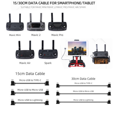 Micro-USB na Lightning/TYPE-C/Micro-USB podatkovni kabel Smartphone Tablet 15/30cm linija za DJI MAVIC MINI SE/MAVIC 2/MAVIC AIR/Spark