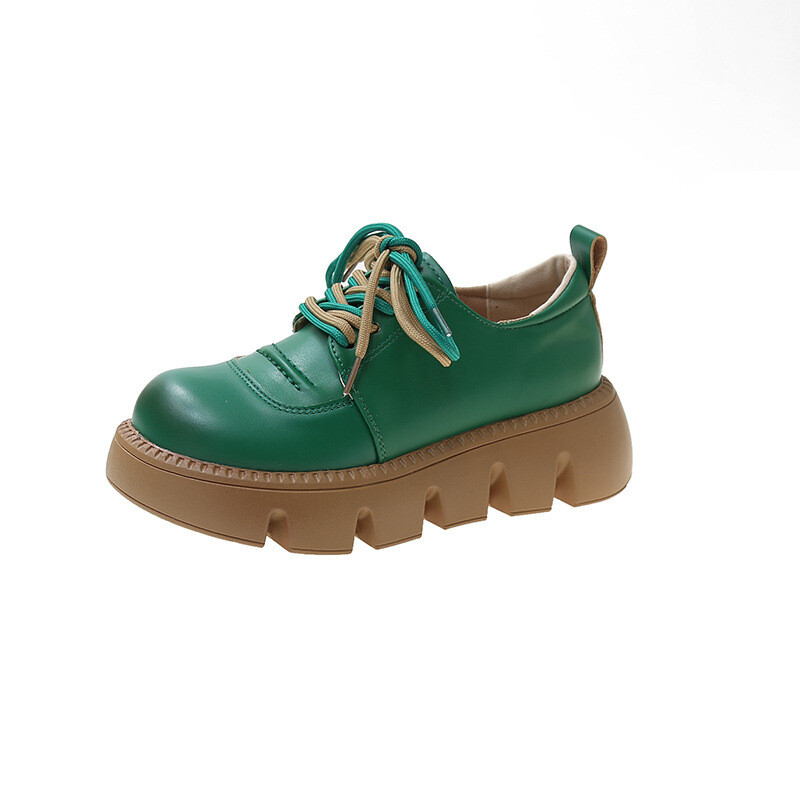 Ležerne retro cipele za žene Proljeće 2022. Novi stil Britanske male kožne cipele s vezicama i debelim potplatom s lutkastim prstima