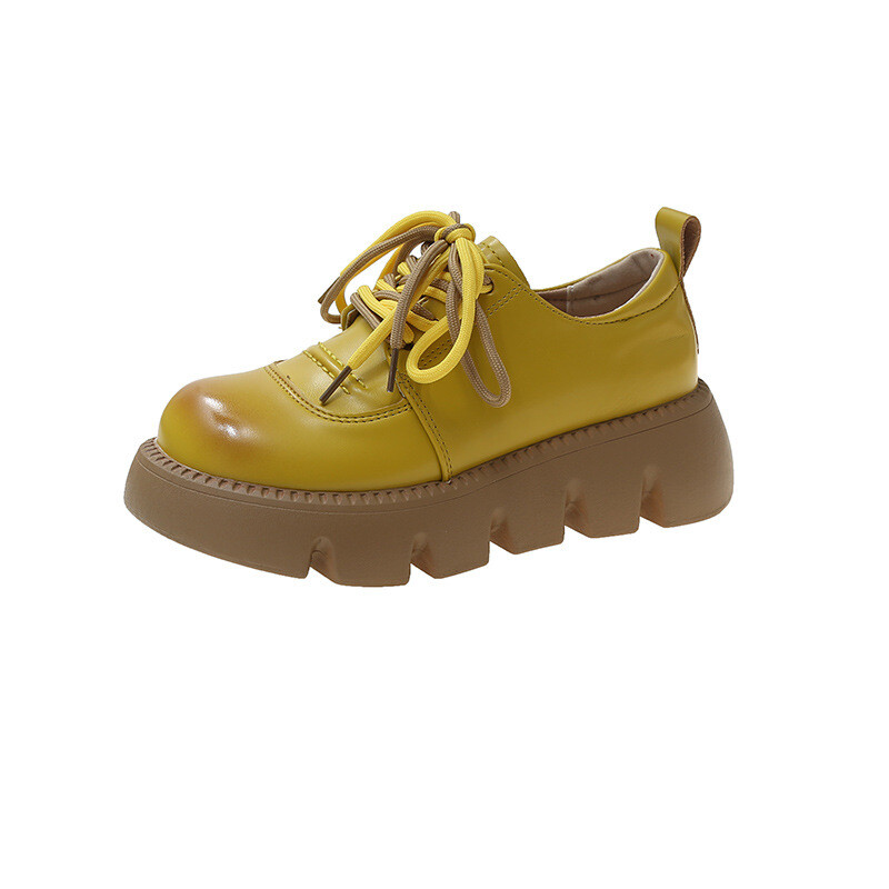 Ležerne retro cipele za žene Proljeće 2022. Novi stil Britanske male kožne cipele s vezicama i debelim potplatom s lutkastim prstima