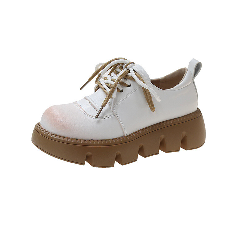 Ležerne retro cipele za žene Proljeće 2022. Novi stil Britanske male kožne cipele s vezicama i debelim potplatom s lutkastim prstima