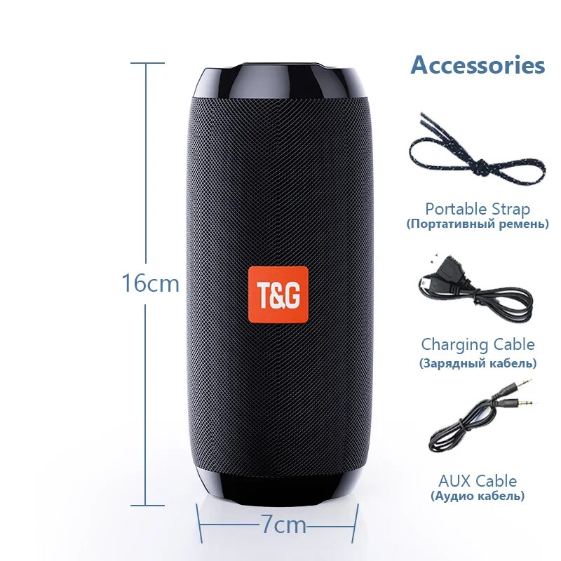 T&G TG117 Prijenosni Bluetooth zvučnik Vanjski bežični Woofer Besplatni poziv /FM/TF kartica/USB Flash Drive Povežite mobilni telefon/tablet