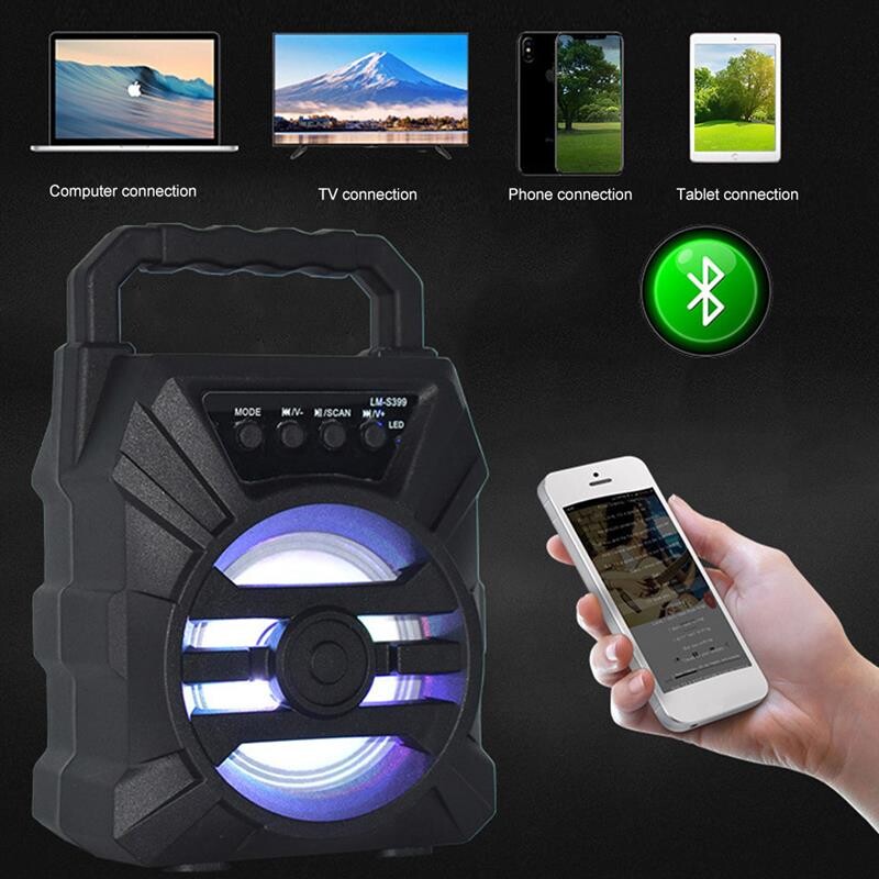 Karaoke bežični Bluetooth zvučnik LED svjetlo Dvostruki zvučnici 500mAh Super Volume Prijenosni vanjski kućni audio Square Dancing