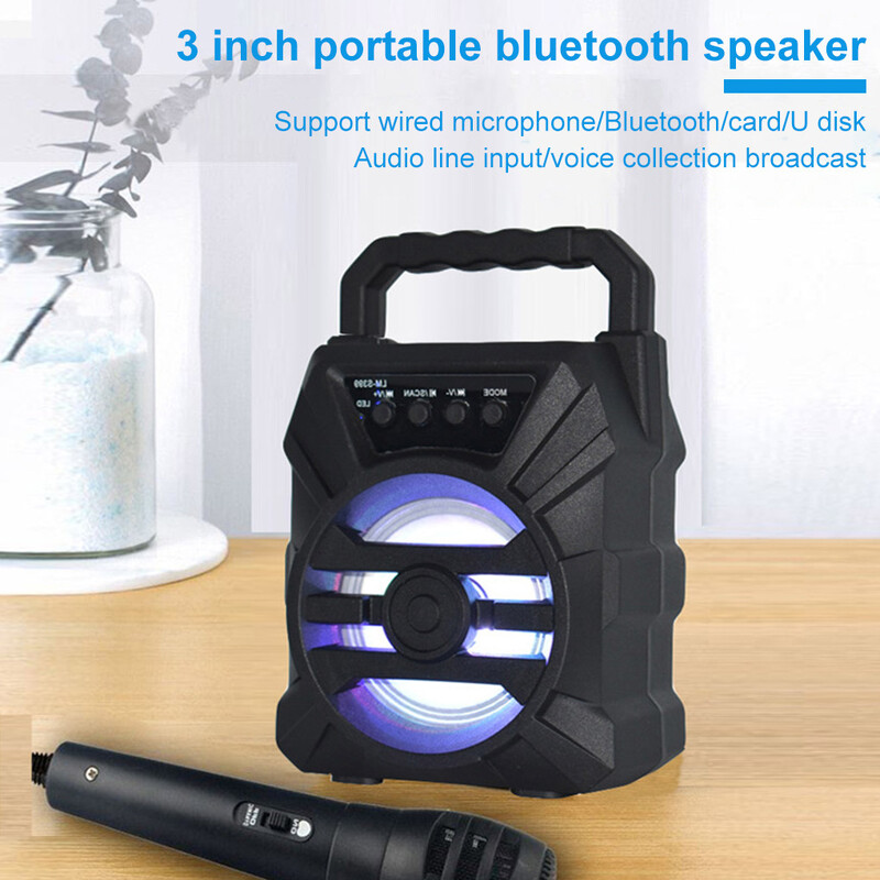 Karaoke bežični Bluetooth zvučnik LED svjetlo Dvostruki zvučnici 500mAh Super Volume Prijenosni vanjski kućni audio Square Dancing
