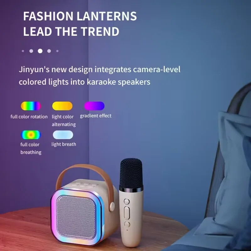 Bežični karaoke zvučnik Bluetooth mikrofon K12 kućni KTV karaoke uređaj RGB svjetlo prijenosni mini Bluetooth zvučnik
