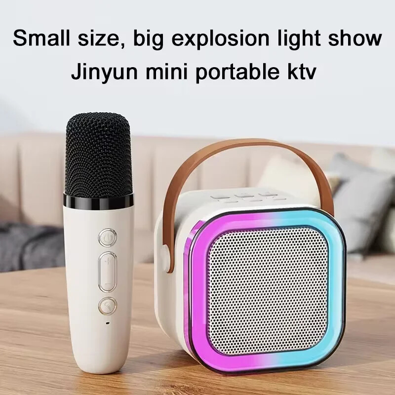 Bežični karaoke zvučnik Bluetooth mikrofon K12 kućni KTV karaoke uređaj RGB svjetlo prijenosni mini Bluetooth zvučnik