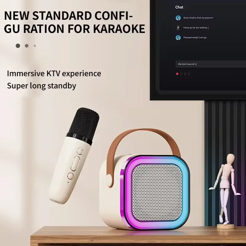 Bežični karaoke zvučnik Bluetooth mikrofon K12 kućni KTV karaoke uređaj RGB svjetlo prijenosni mini Bluetooth zvučnik