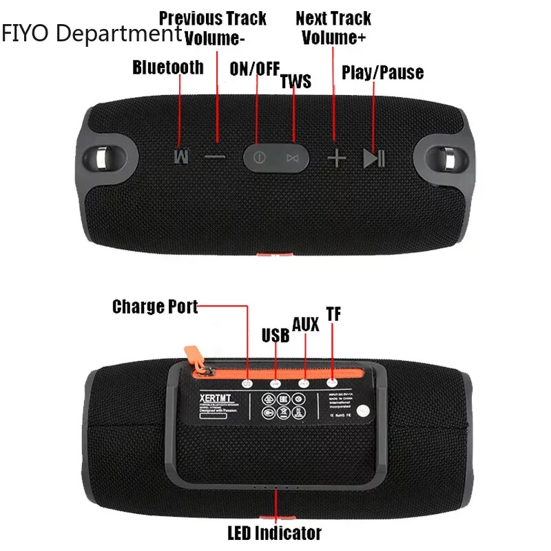 3600mAh 40W TWS Bluetooth zvučnik vodootporan prijenosni PC kolona bas glazbeni player subwoofer boombox s BT AUX TF usb