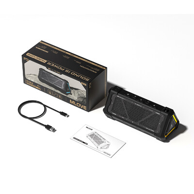 MLOVE P3 lauko Bluetooth garsiakalbis, 40 W išvesties galia Bluetooth 5.3 garsiakalbis, stereofoninis garsas IPX7 atsparus vandeniui, Micro SD kortelė, RGB šviesa