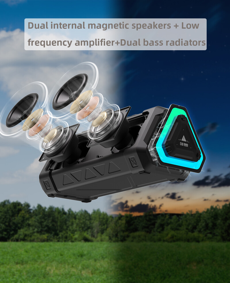 MLOVE P3 vanjski Bluetooth zvučnik, izlazna snaga 40 W, Bluetooth 5.3 zvučnik, stereo zvuk IPX7 vodootporan, mikro SD kartica, RGB svjetlo