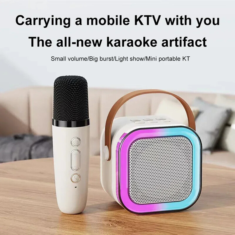 K12 Bluetooth karaoke uređaj Prijenosni 5.3 PA sustav zvučnika s 1-2 bežična mikrofona Kućna obitelj Pjevanje Dječji darovi