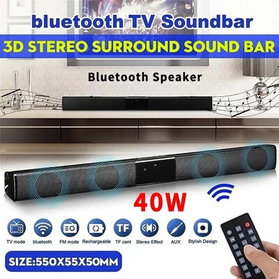 40W Soundbar TV Prijenosni Bluetooth kompatibilni zvučnik Sound bar Bežični stup Zvučni sustav kućnog kina RCA AUX Za TV PC