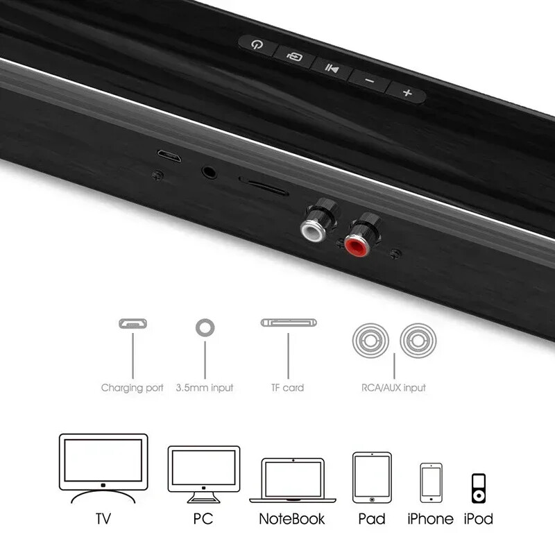 40W Soundbar TV Prijenosni Bluetooth kompatibilni zvučnik Sound bar Bežični stup Zvučni sustav kućnog kina RCA AUX Za TV PC