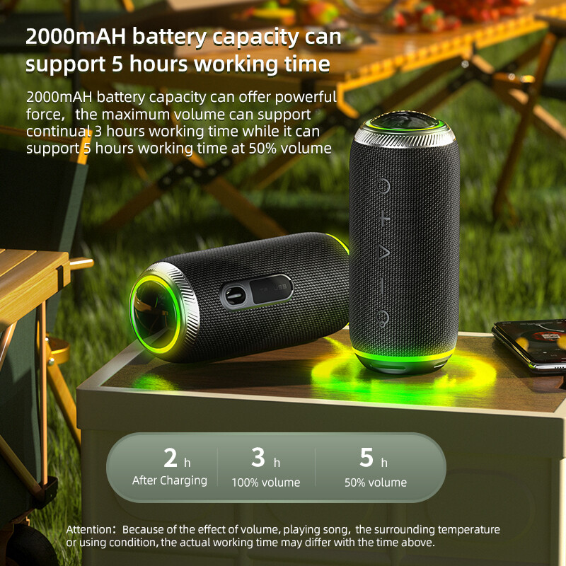 Rockmia EBS-616 Преносим мощен 16w бас високоговорител Bluetooth 5.3 Цветен RGB светъл плат Мрежа Безжичен аудио бумбокс