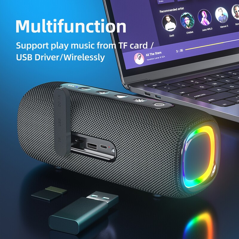 Rockmia 20W bežični zvučnik EBS-608 Snažan bas RGB svjetlo Bluetooth 5.3 Dugo vrijeme reprodukcije Hifi Boombox