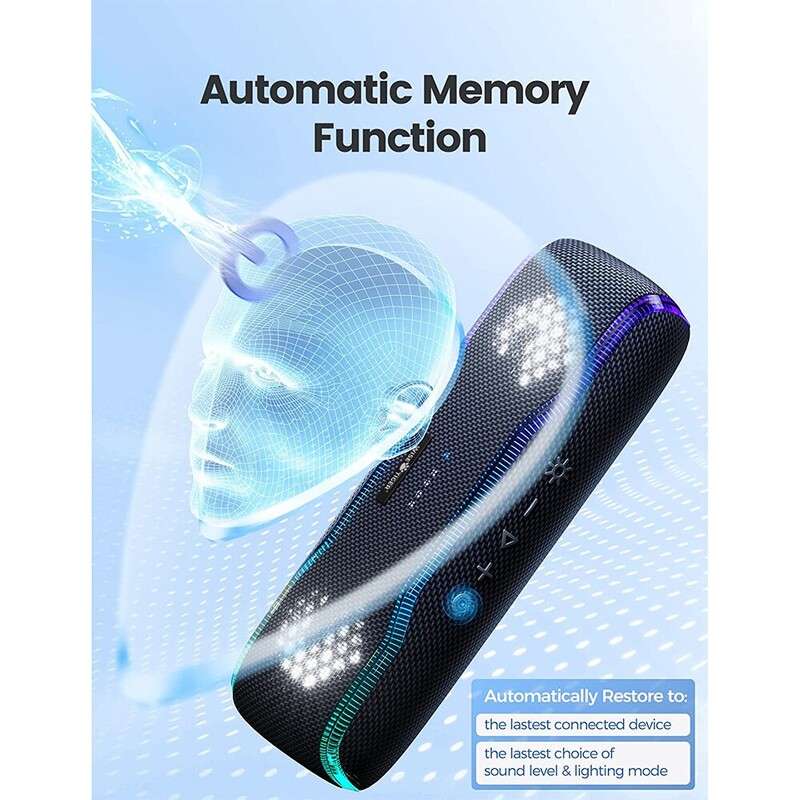 WISETIGER zvučnik vanjski prijenosni IPX7 vodootporna zvučna kutija BT5.3 stereo zvučnik s 25 W šarenim svjetlosnim surround zvučnikom