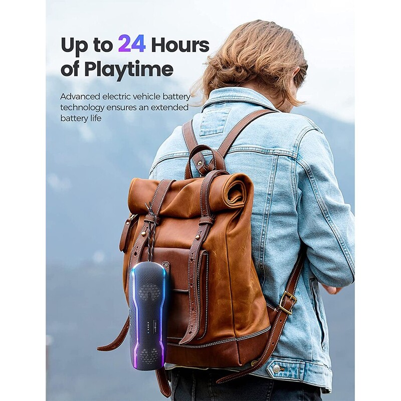 WISETIGER zvučnik vanjski prijenosni IPX7 vodootporna zvučna kutija BT5.3 stereo zvučnik s 25 W šarenim svjetlosnim surround zvučnikom