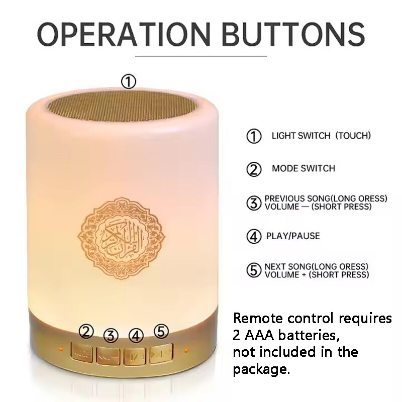 Azan Muslim Night Light Quran Prijenosni bežični Caixa De Som Bluetooth zvučnik Music Sound Box Blutooth Za Radio FM Mini Baffle