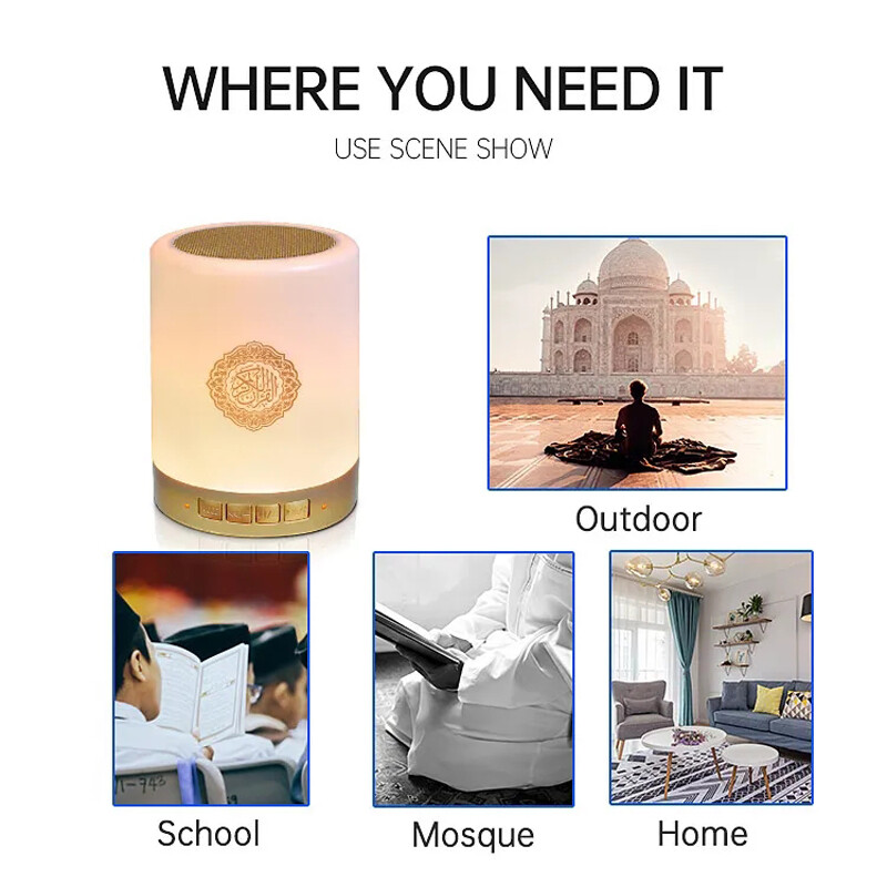 Azan Muslim Night Light Quran Prijenosni bežični Caixa De Som Bluetooth zvučnik Music Sound Box Blutooth Za Radio FM Mini Baffle