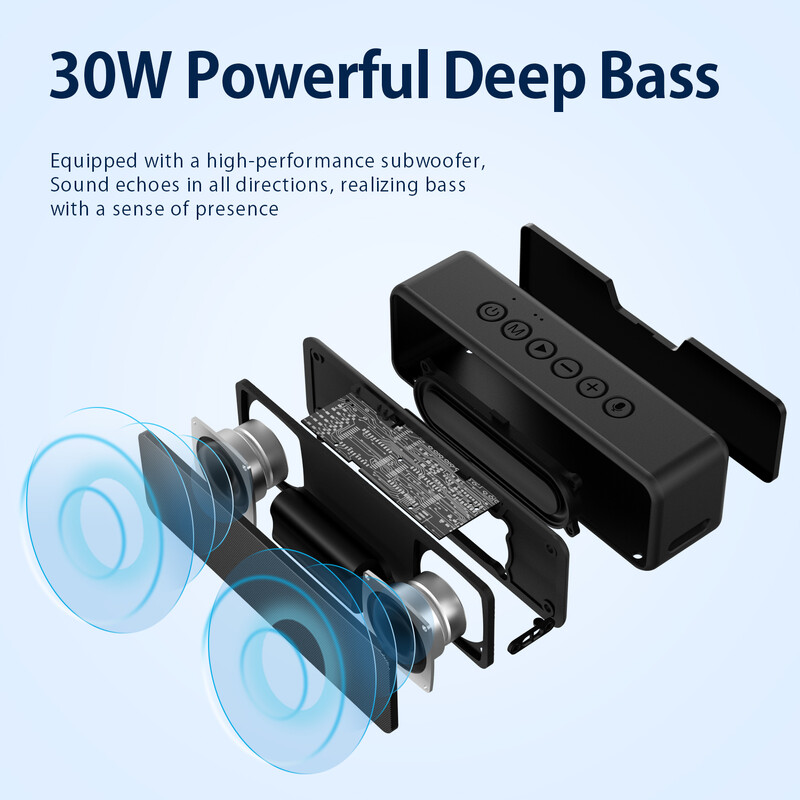 BOGASING M6 prijenosni Bluetooth zvučnik 30 W bežični bluetooth 5.0 zvučnik poboljšani bas ugrađeni mikrofon IPX6 vodootporan za kampiranje