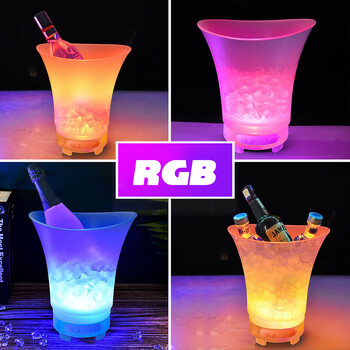 5L RGB LED Ice Bucket με ηχείο Bluetooth Αδιάβροχη Πλαστική Light Up Μπύρα σαμπάνιας Για Μπαρ Νυχτερινά κέντρα Νυχτερινό πάρτι