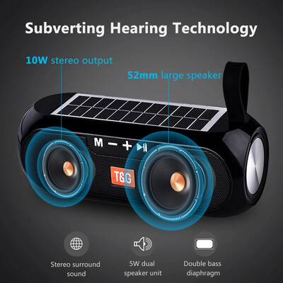 TG182 Solarni sa zvučnikom svjetiljkom Vanjski Bluetooth zvučnik 10 W USB prijenosna bežična podrška TF kartica FM radio ulaz