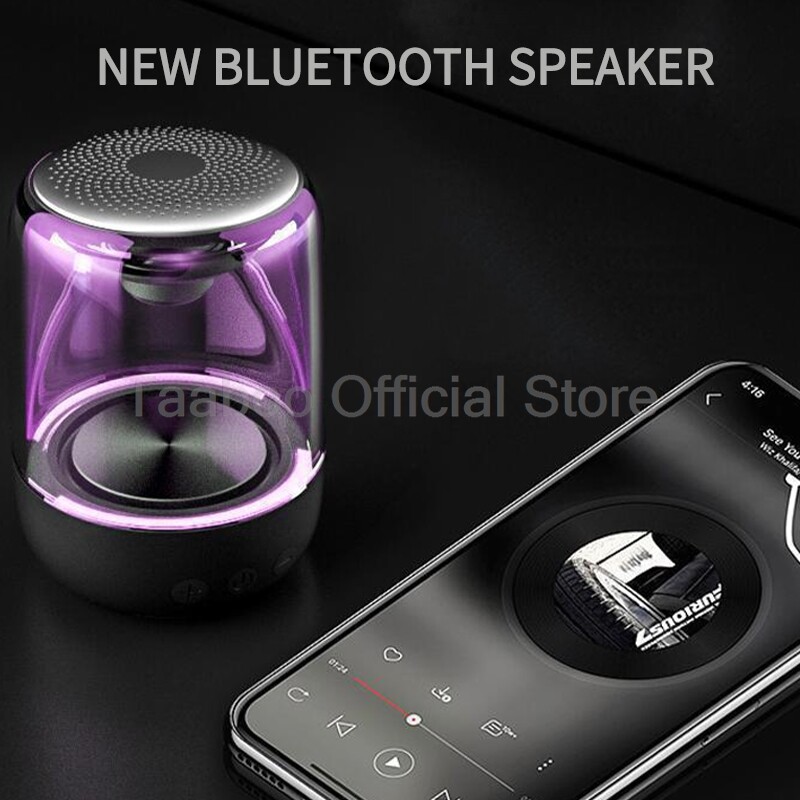 Bežični Bluetooth zvučnik, stolni prijenosni mini subwoofer, staklena školjka, punjiva LED svjetlosna zvučna kutija za unutarnje i vanjske prostore