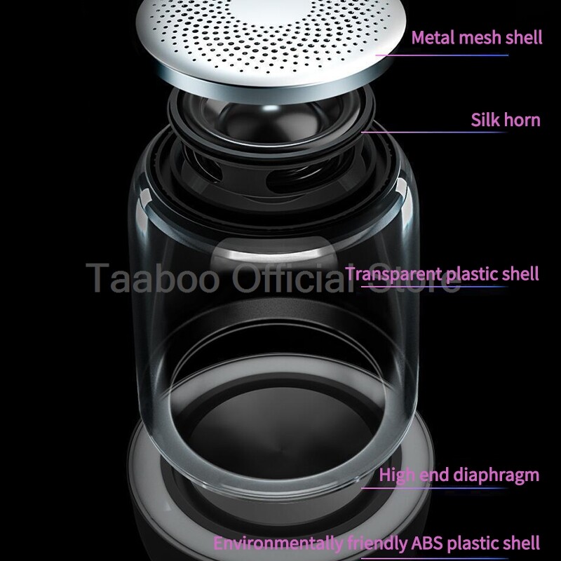 Bežični Bluetooth zvučnik, stolni prijenosni mini subwoofer, staklena školjka, punjiva LED svjetlosna zvučna kutija za unutarnje i vanjske prostore