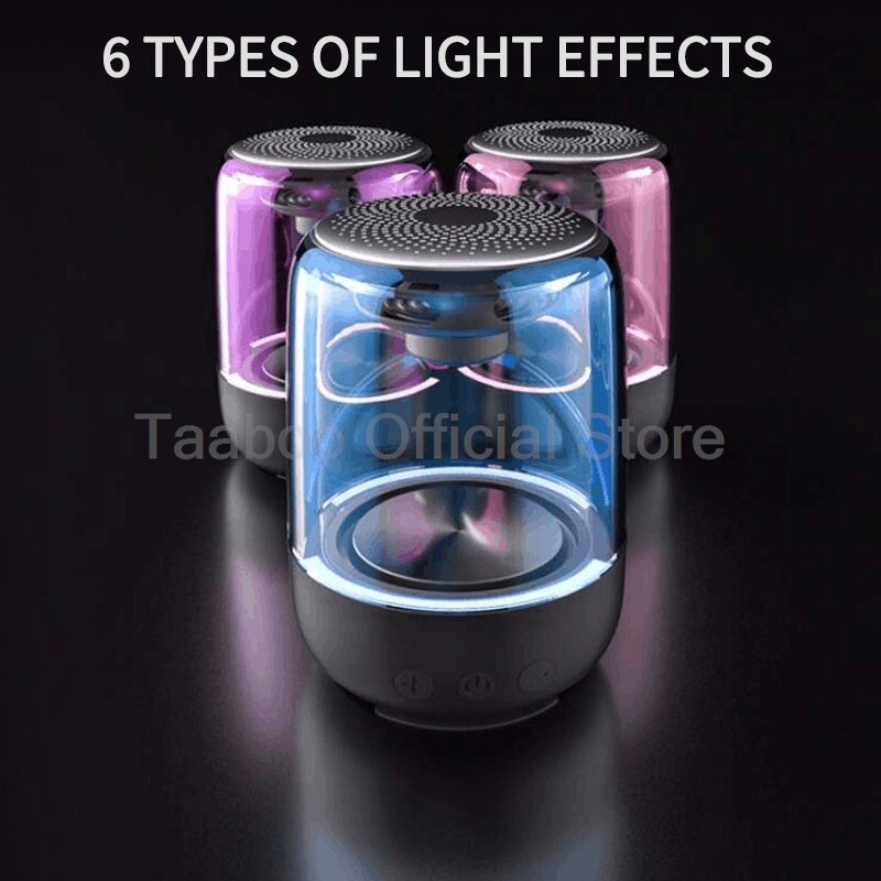 Bežični Bluetooth zvučnik, stolni prijenosni mini subwoofer, staklena školjka, punjiva LED svjetlosna zvučna kutija za unutarnje i vanjske prostore