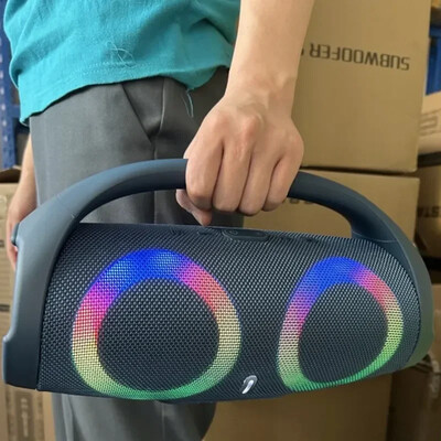 Φορητό ηχείο Bluetooth υψηλής ισχύος 100W RGB Πολύχρωμο φως Αδιάβροχο ασύρματο υπογούφερ 360 Stereo Surround TWS FM Boombox