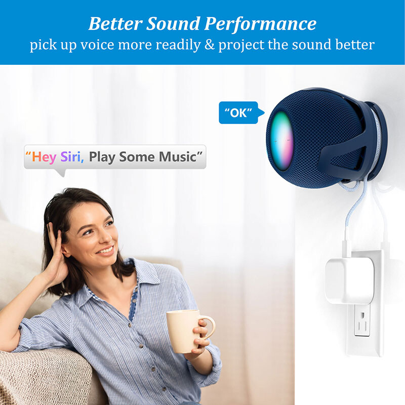 PlusAcc zidni držač za Homepod Mini utikač Dodatak za uštedu prostora s ugrađenim držačem kabela, nisu potrebni vijci