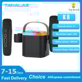 TANALAZ K8 karaoke aparatas, nešiojamasis Bluetooth 5.1 PA garsiakalbių sistema su 1-2 belaidžiais mikrofonais Namų šeimos dovana dainuojantis vaikas