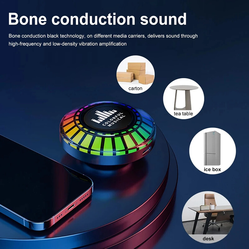 Bone Conduction Bluetooth zvučnici Prijenosni unutarnji vanjski bežični zvučnik s LED atmosferskim svjetlom HiFi Stereo Soundbar