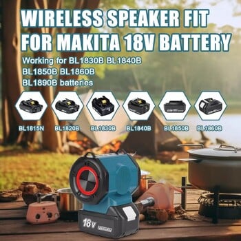 Bluetooth високоговорител за Makita 18V литиево-йонна батерия с USB Type-C порт Безжичен малък високоговорител за работни места, дома и партита