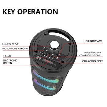 30W безжична колона Голяма мощност Стерео Преносим Bluetooth високоговорител Субуфер Бас Парти високоговорители с микрофон Семейство Караоке USB