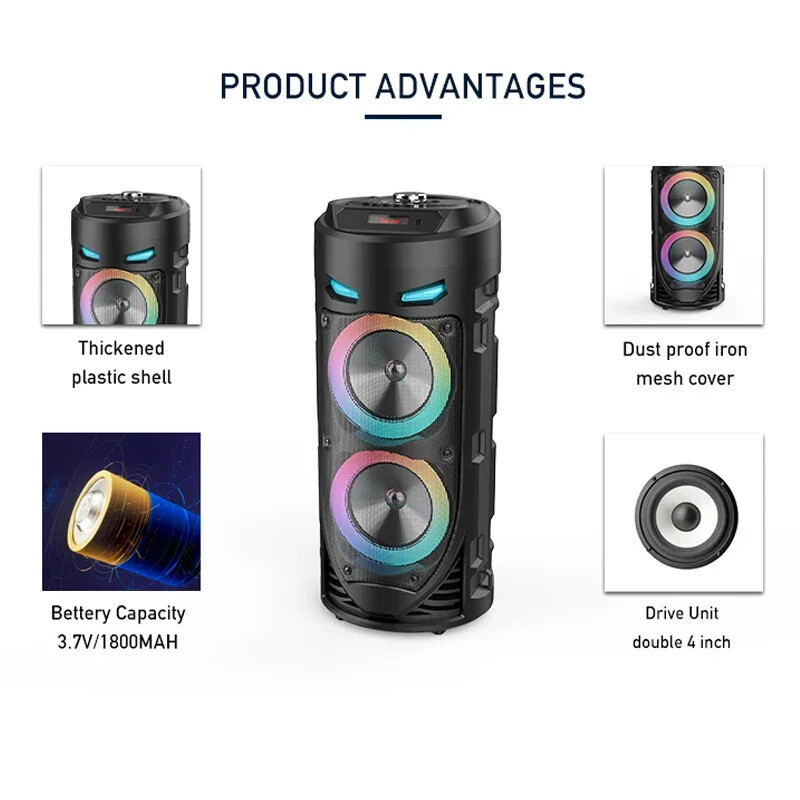 30W bežični stup velike snage stereo prijenosni Bluetooth zvučnik subwoofer bas zvučnici za zabavu s mikrofonom obiteljski karaoke USB