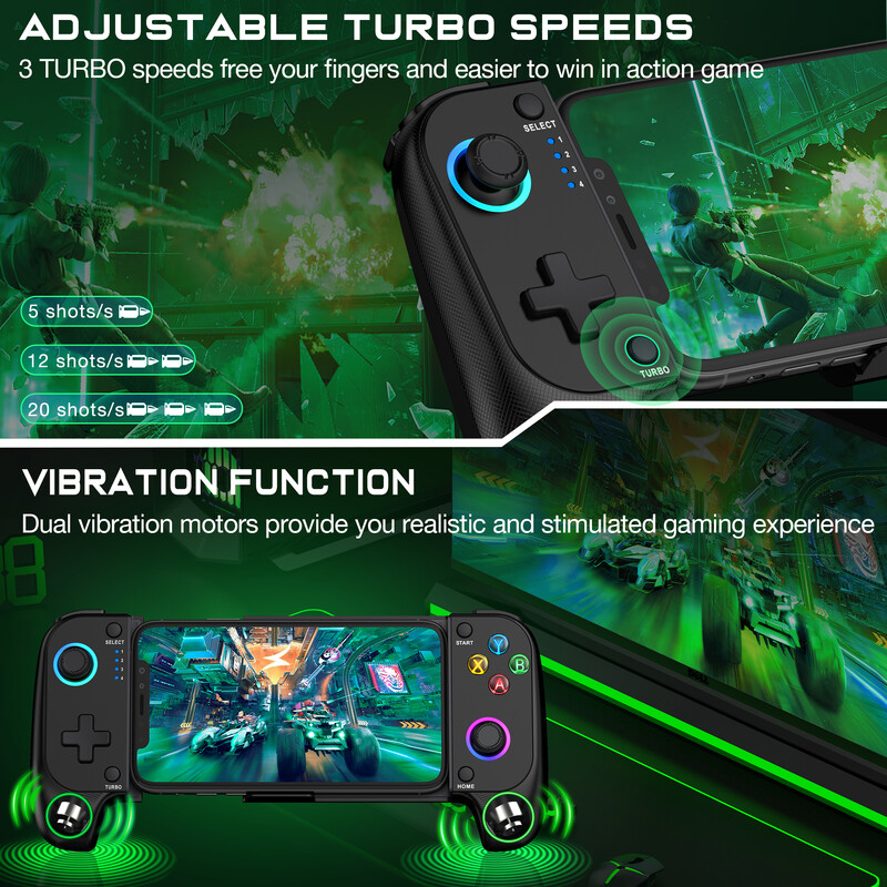 DinoFire mobitel Gamepad Joystick za iPhone Android Control Bluetooth Controller Trigger s Hall Effect Stick Mobilna igra