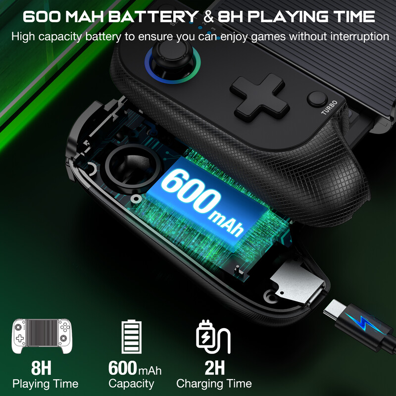 DinoFire mobitel Gamepad Joystick za iPhone Android Control Bluetooth Controller Trigger s Hall Effect Stick Mobilna igra