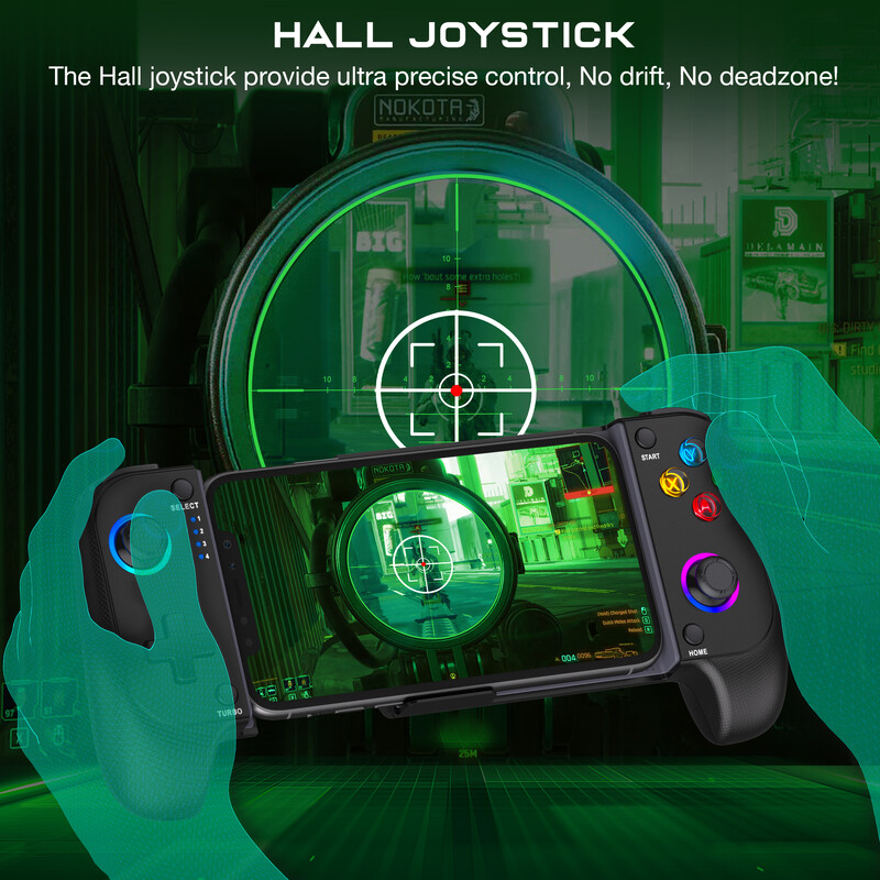 DinoFire mobitel Gamepad Joystick za iPhone Android Control Bluetooth Controller Trigger s Hall Effect Stick Mobilna igra