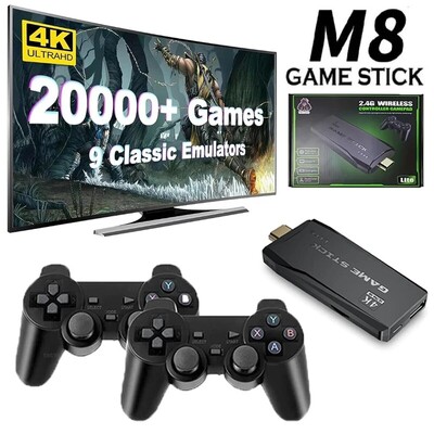 Konzola za videoigre Ugrađeno 20000 igrica Bežični kontroler TV Game Stick 4K HD Retro Mini ručni player za igre